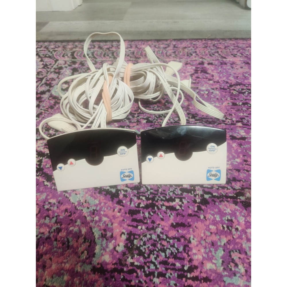 Sealy Heated Blanket Dual Controllers Pair White Model TC12B0-D 330809 Tested